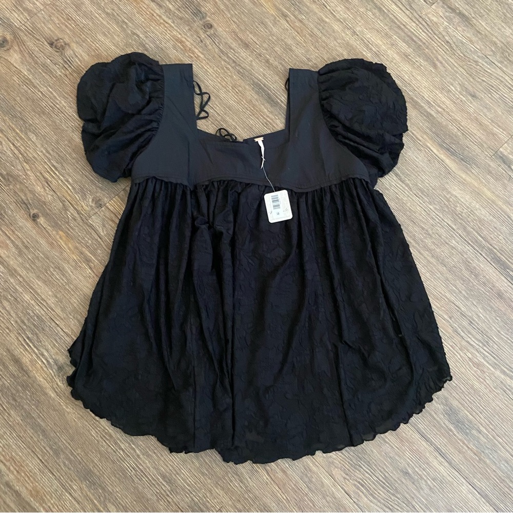 FREE PEOPLE Sunrise To Sunset Lace Babydoll Top Short Sleeve NWT - Picture 3 of 8